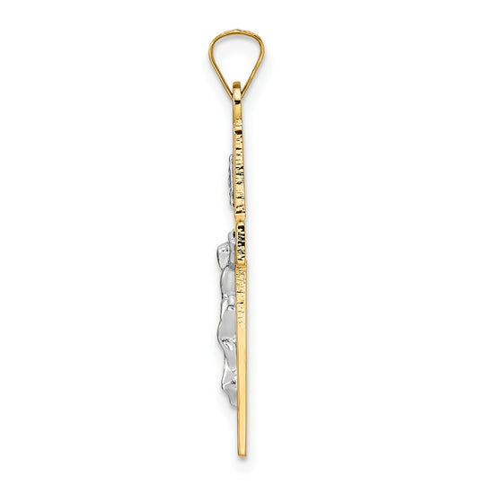 Colgante Crucifijo INRI en Oro Bicolor  14K Pulido y Sólido