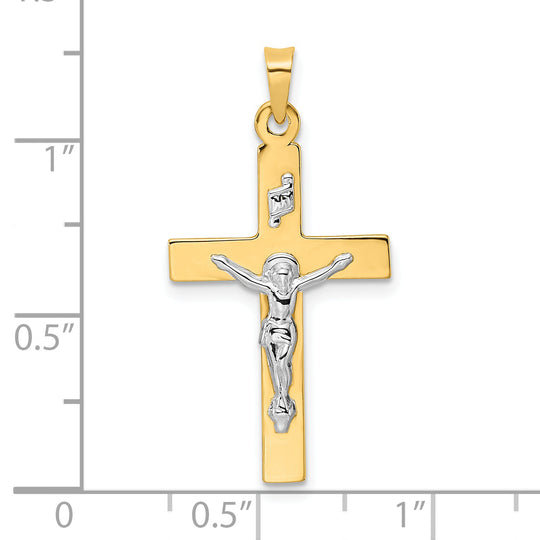 Colgante Crucifijo INRI en Oro Bicolor  14K Pulido y Sólido