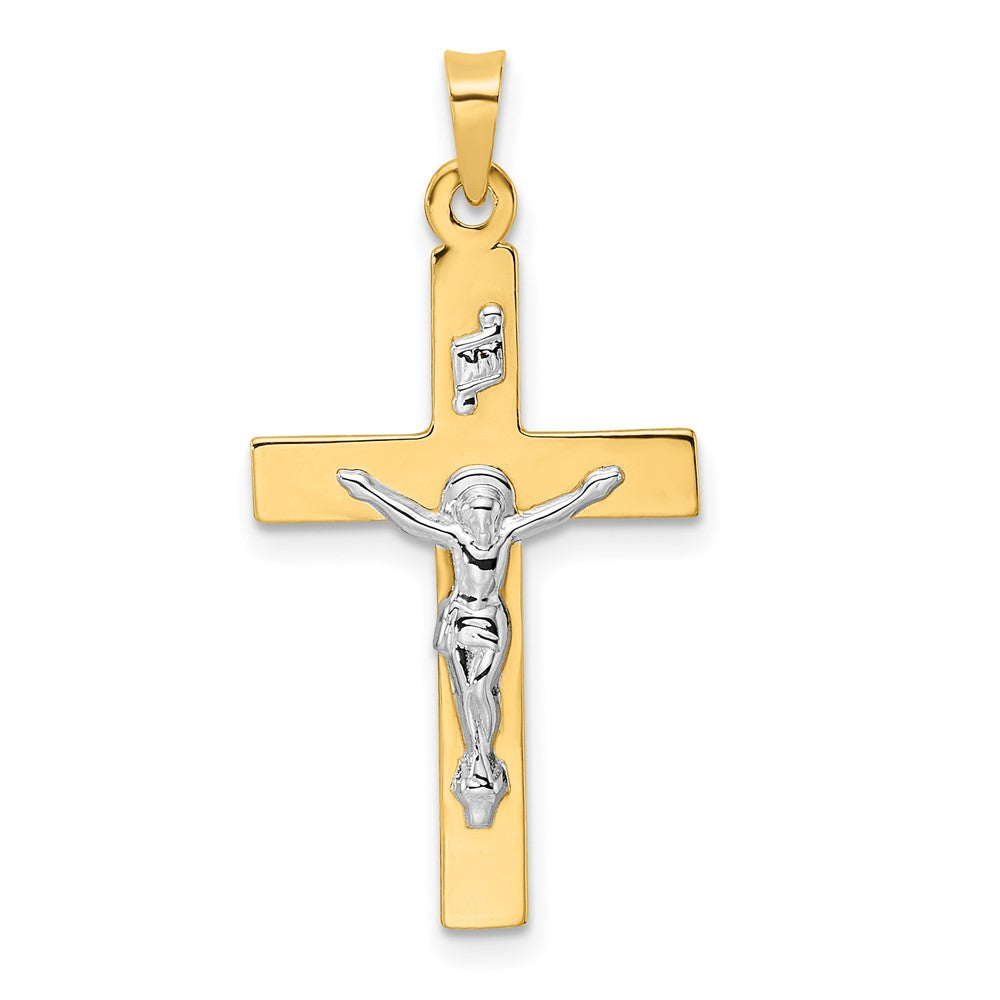 Colgante Crucifijo INRI en Oro Bicolor  14K Pulido y Sólido
