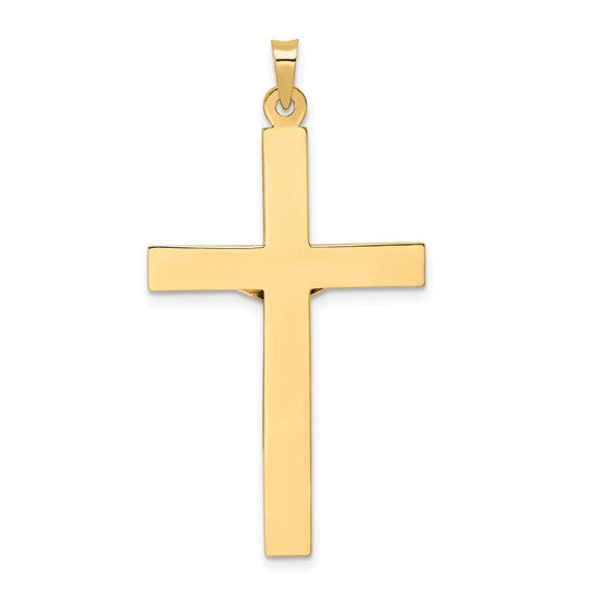 Solid Polished 14K Two-Tone Gold INRI Crucifix Pendant