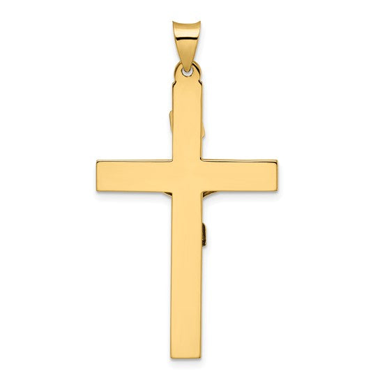 Solid 14K Two-Tone Polished INRI Crucifix Cross Pendant