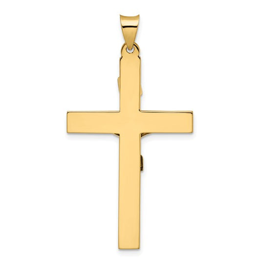 Solid 14K Two-Tone Polished INRI Crucifix Cross Pendant