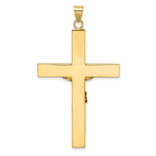 Solid 14K Two-Tone Polished INRI Crucifix Cross Pendant