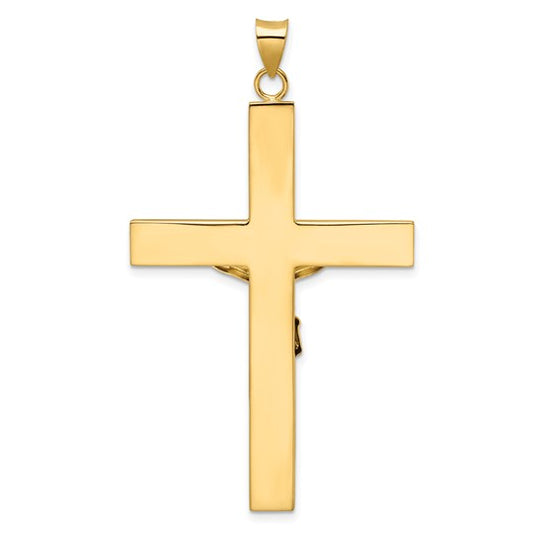 Solid 14K Two-Tone Polished INRI Crucifix Cross Pendant