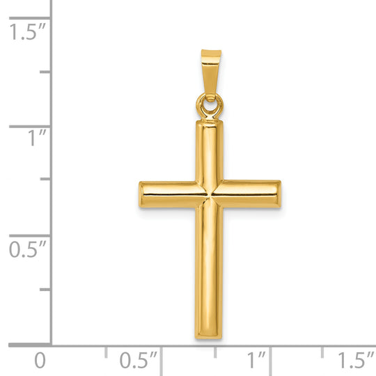 14k Yellow Gold Hollow Cross Pendant