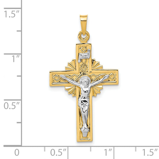 INRI Crucifix Pendant in 14k Two-Tone Gold