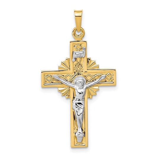 INRI Crucifix Pendant in 14k Two-Tone Gold