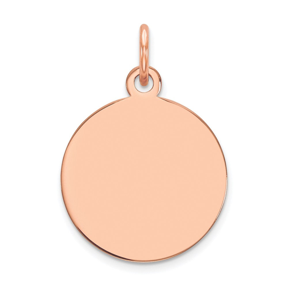 Colgante Circular Plano en Oro Rosa de 14K, Engravable, de .009 Gauge