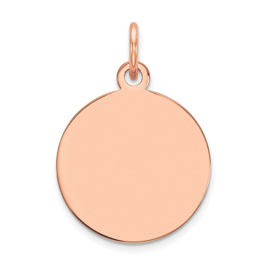 Colgante Circular Plano en Oro Rosa de 14K, Engravable, de .009 Gauge