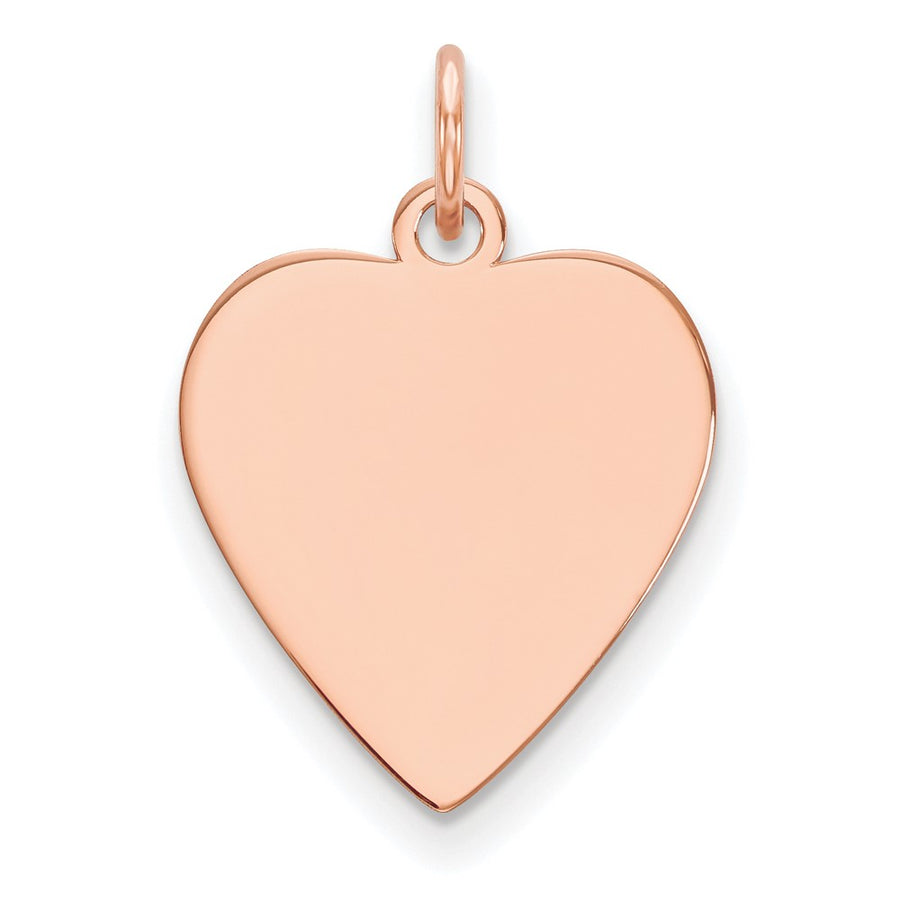 Dije de Disco Corazón Grabable en Oro Rosa de 14k (.013 Gauge)