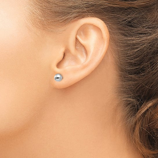 Pendientes de Post con Bola Pulida de 6 mm en Oro Blanco de 14k