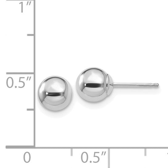Pendientes de Post con Bola Pulida de 6 mm en Oro Blanco de 14k