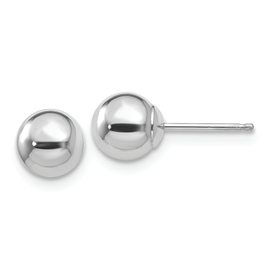 Pendientes de Post con Bola Pulida de 6 mm en Oro Blanco de 14k