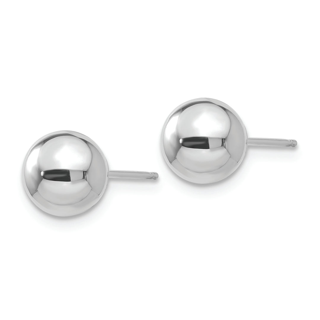 Pendientes de Post con Bola Pulida de 7 mm en Oro Blanco de 14k