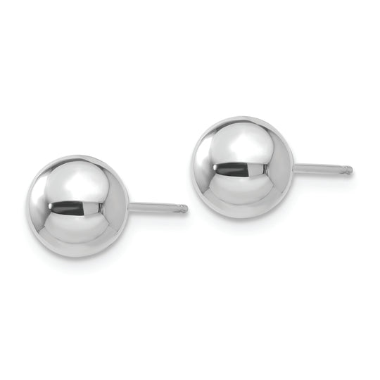Pendientes de Post con Bola Pulida de 7 mm en Oro Blanco de 14k