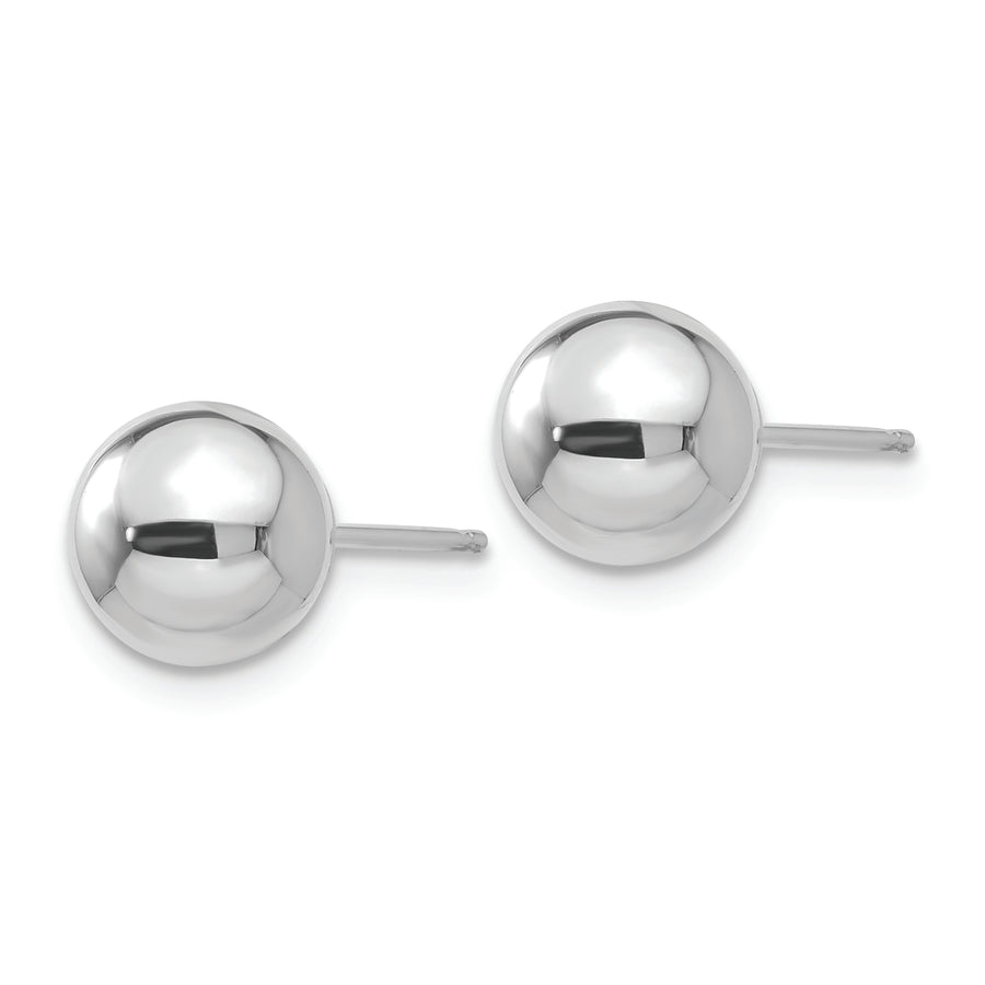Pendientes de Post con Bola Pulida de 7 mm en Oro Blanco de 14k