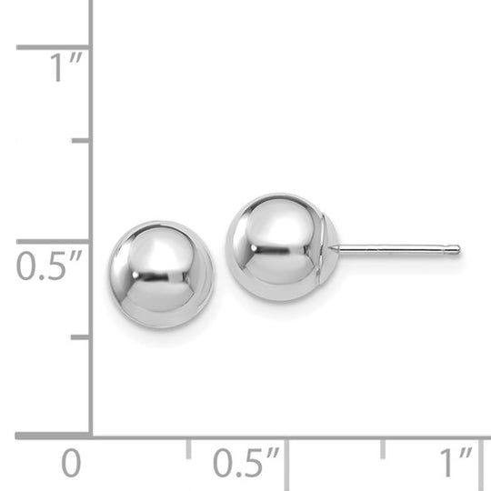Pendientes de Post con Bola Pulida de 7 mm en Oro Blanco de 14k
