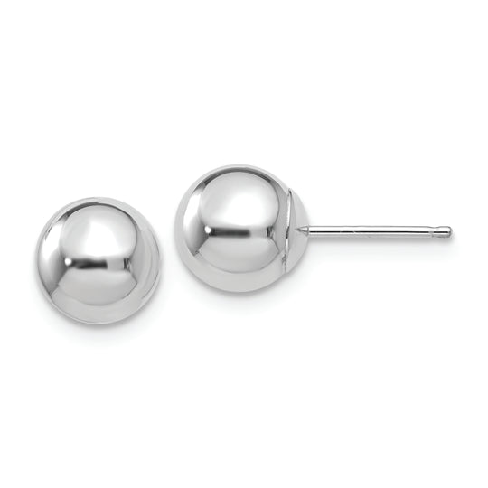 Pendientes de Post con Bola Pulida de 7 mm en Oro Blanco de 14k