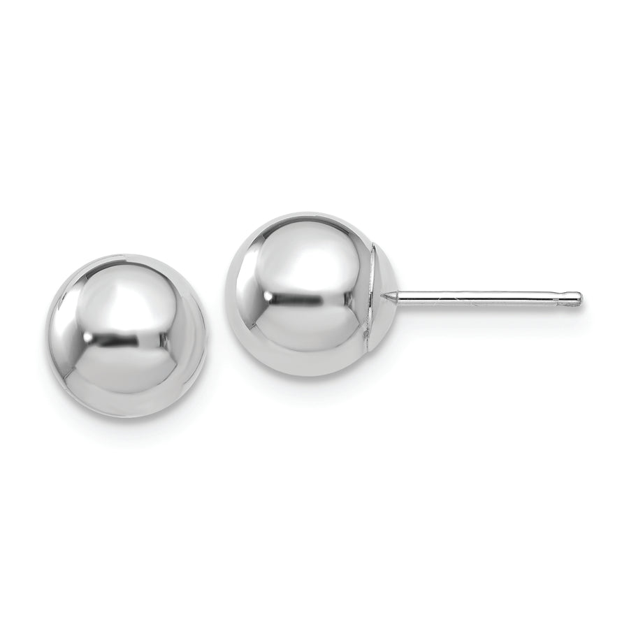 Pendientes de Post con Bola Pulida de 7 mm en Oro Blanco de 14k