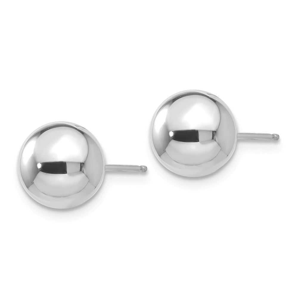 Pendientes de Post con Bola Pulida de 8 mm en Oro Blanco de 14k