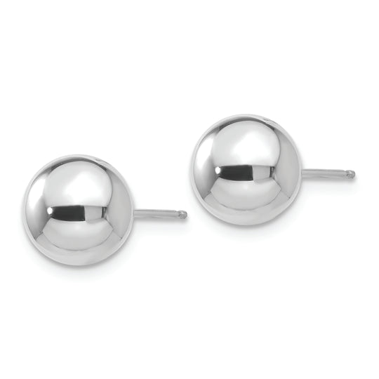 Pendientes de Post con Bola Pulida de 8 mm en Oro Blanco de 14k