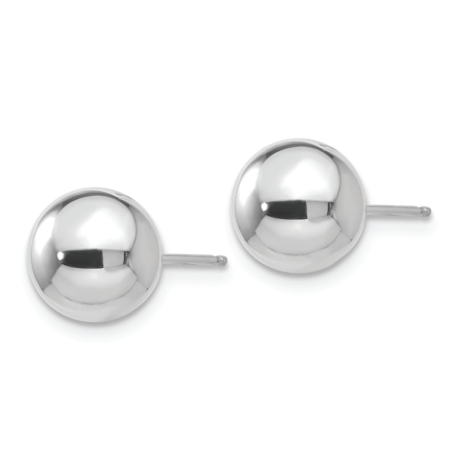 Pendientes de Post con Bola Pulida de 8 mm en Oro Blanco de 14k