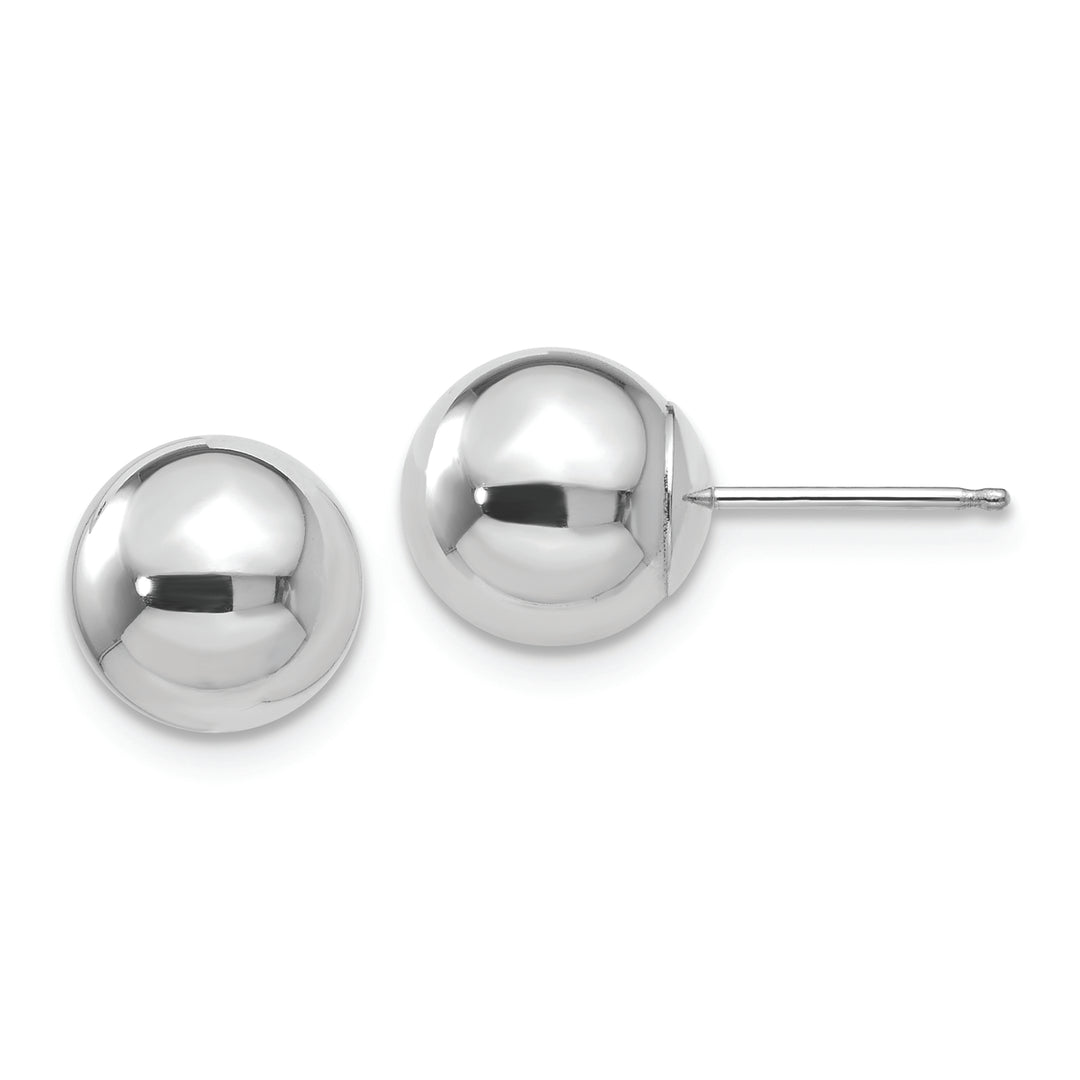Pendientes de Post con Bola Pulida de 8 mm en Oro Blanco de 14k