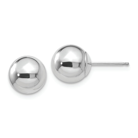 Pendientes de Post con Bola Pulida de 8 mm en Oro Blanco de 14k