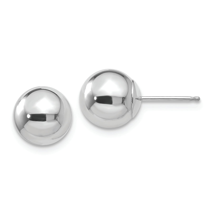 Pendientes de Post con Bola Pulida de 8 mm en Oro Blanco de 14k