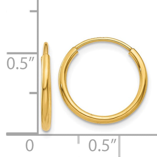 Aretes de Aro Infinito de 1.25 mm en Oro de 14K