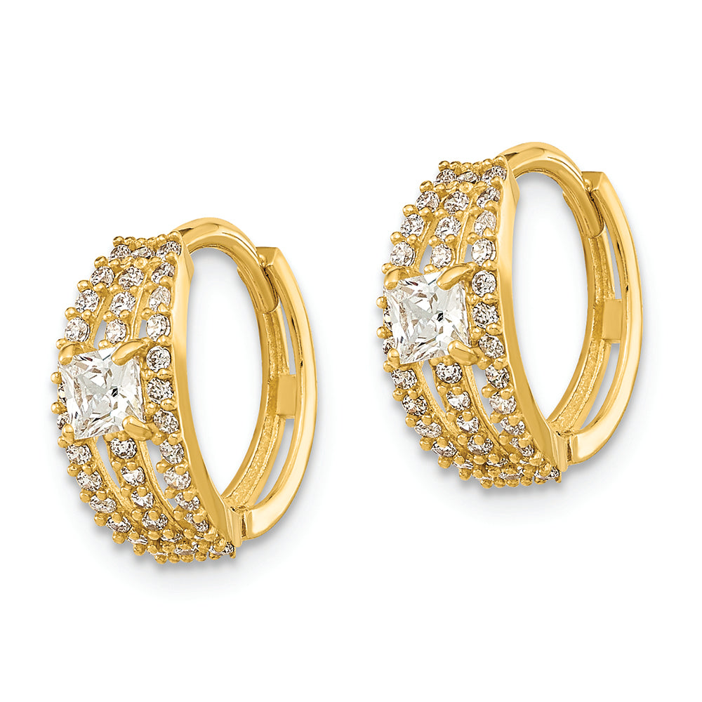Aretes de Aro Elegantes con Circonia Cúbica (CZ) en Oro Amarillo de 14K Pulidos