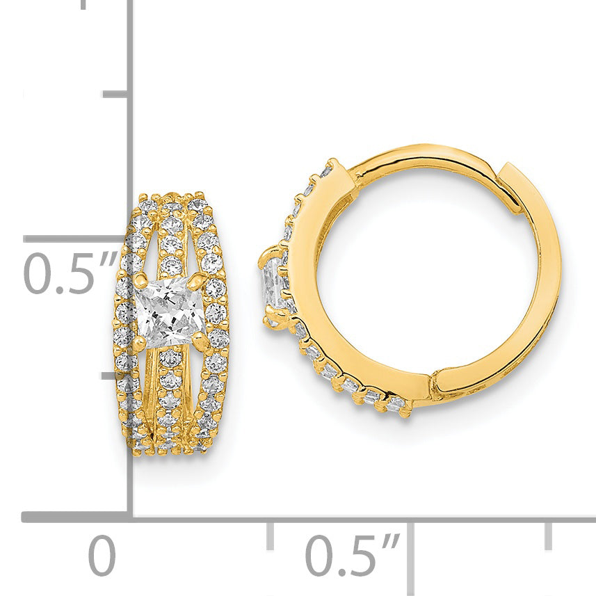 Aretes de Aro Elegantes con Circonia Cúbica (CZ) en Oro Amarillo de 14K Pulidos