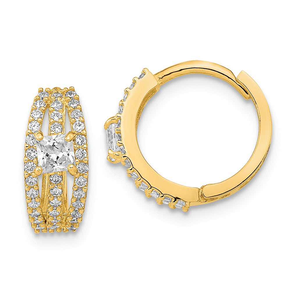 Aretes de Aro Elegantes con Circonia Cúbica (CZ) en Oro Amarillo de 14K Pulidos