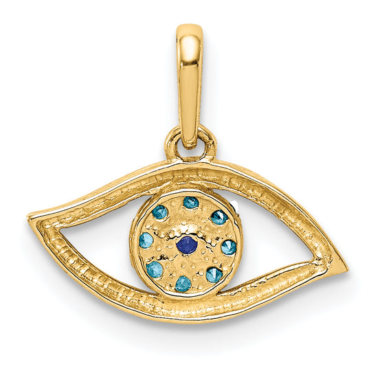 Dije Ojo con CZ Azul en Oro de 14k