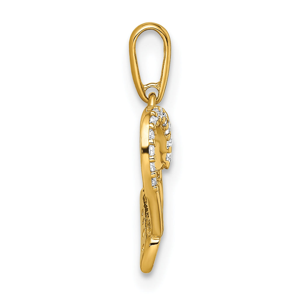 Colgante de Corazón Love con Zirconia Cúbica en Oro Amarillo de 14k