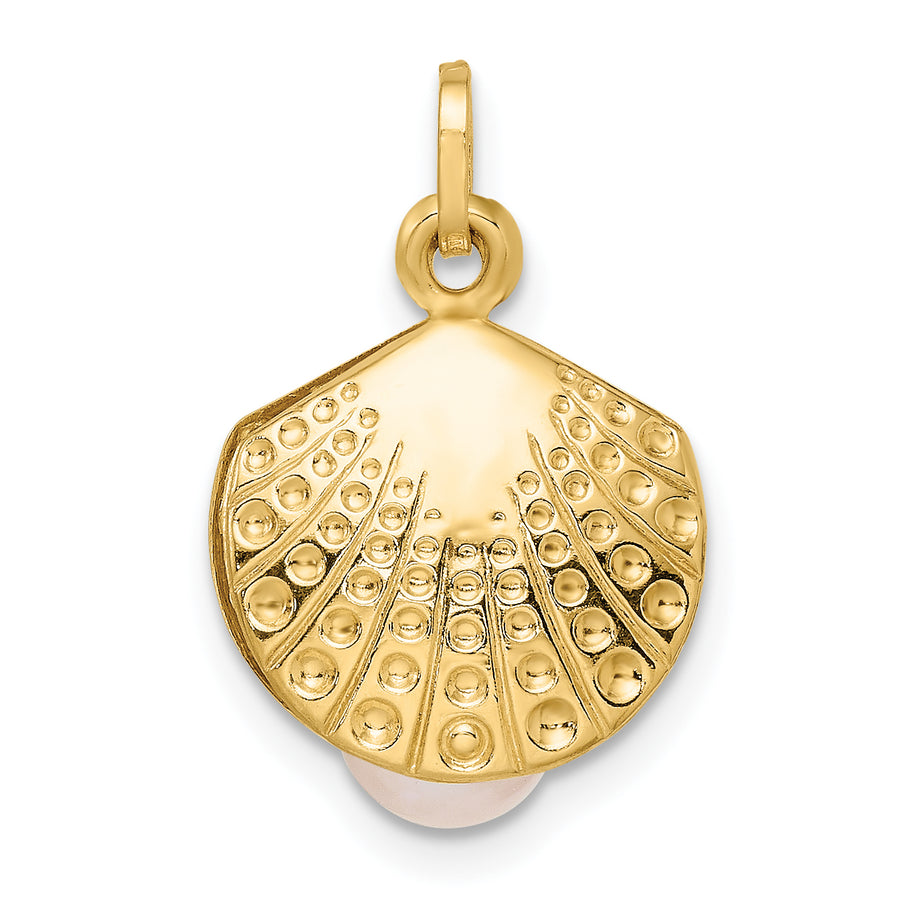 Colgante de Perla Cultivada de Agua Dulce con Concha en Oro de 14k Pulido