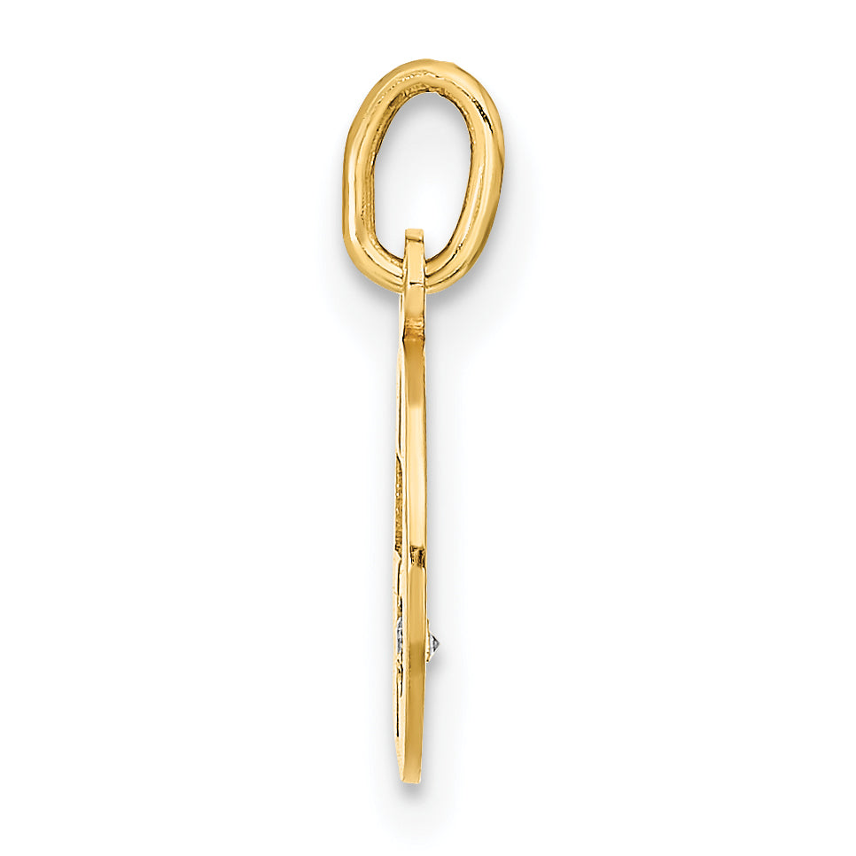 Polished Cubic Zirconia Circular Cross Pendant in 14K Yellow Gold