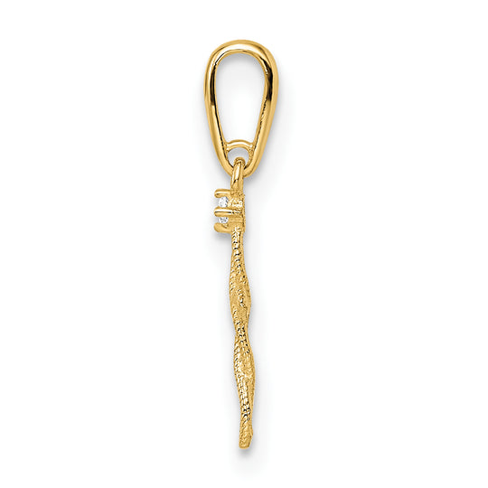Textured Cross Pendant with Cubic Zirconia in 14k Gold