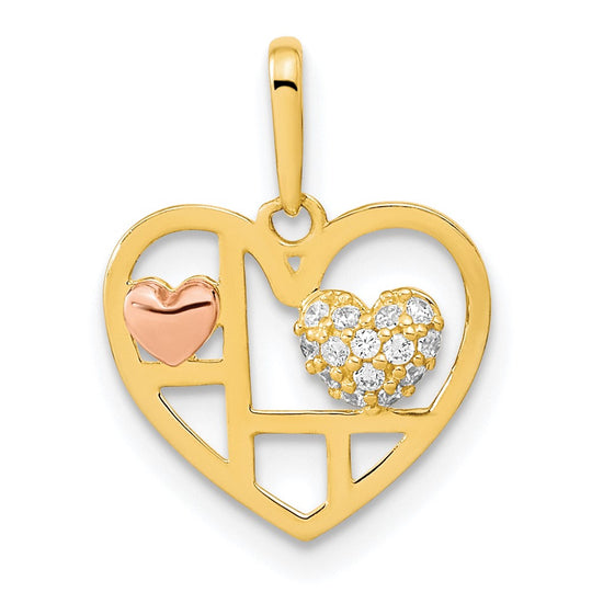 Colgante Corazón Bicolor con Circonitas Cúbicas (CZ) de 14K