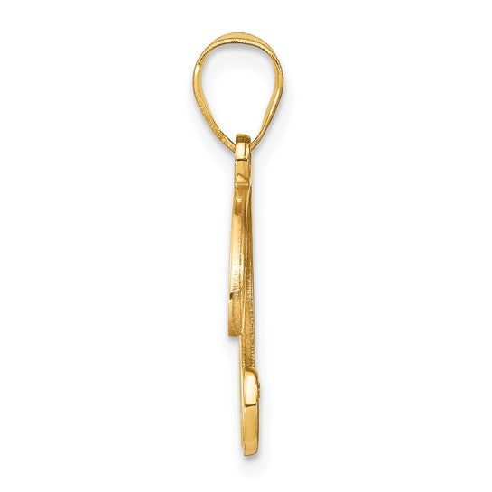 Initial Letter B Pendant in 14k Yellow Gold with Diamond