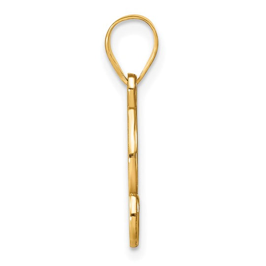 14K Yellow Gold Script Initial "I" Pendant with Diamond