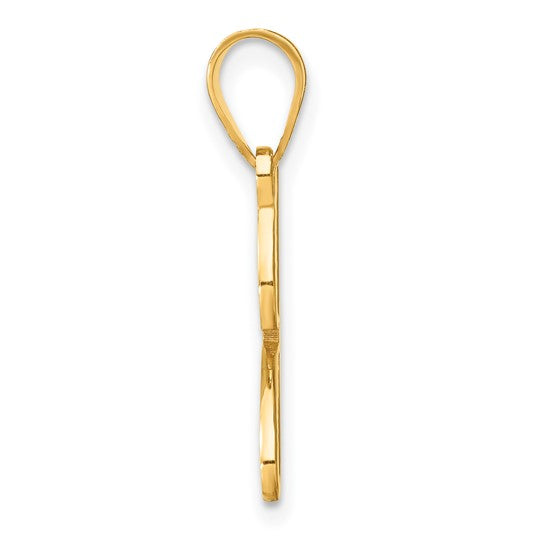 Colgante Inicial Letra J en Oro Amarillo de 14K con Diamante – Estilo Caligrafía