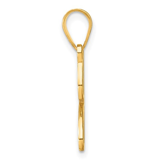 Colgante Inicial Letra J en Oro Amarillo de 14K con Diamante – Estilo Caligrafía