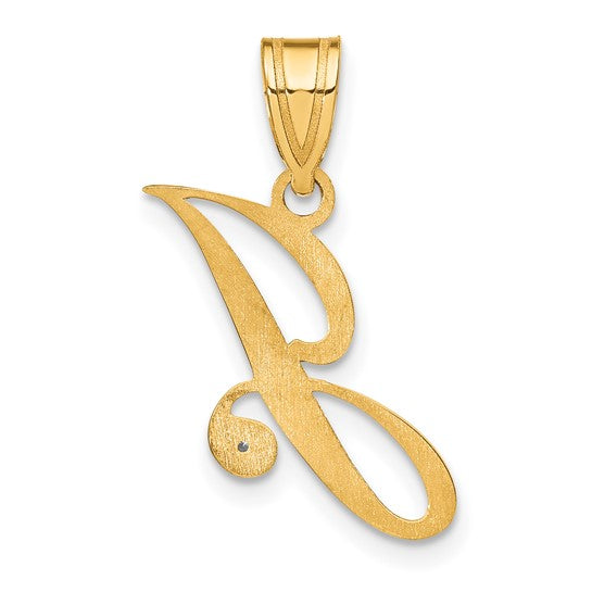 Colgante Inicial Letra J en Oro Amarillo de 14K con Diamante – Estilo Caligrafía
