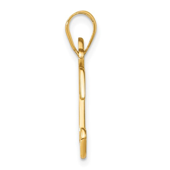 Colgante Letra "K" Estilo Manuscrito en Oro Amarillo de 14K con Diamante