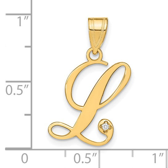 Dije Inicial Letra "L" en Oro Amarillo de 14K con Diamante