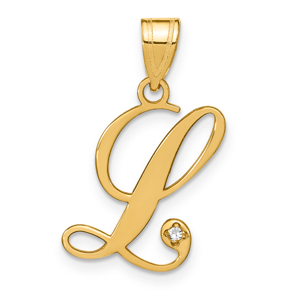 Dije Inicial Letra "L" en Oro Amarillo de 14K con Diamante