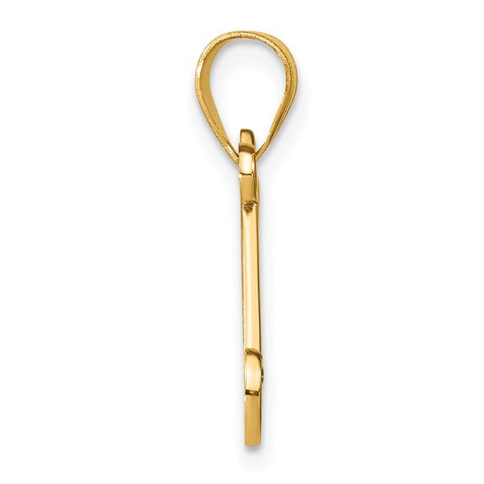 Dije con Letra "N" Estilo Escritura en Oro Amarillo de 14K con Diamante
