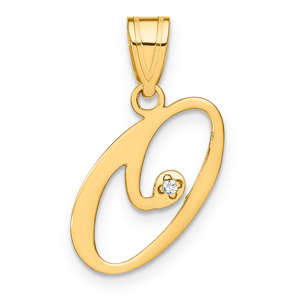 Dije Inicial Letra "O" en Oro Amarillo 14K con Diamante