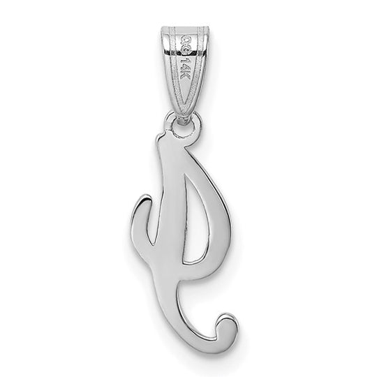 14K White Gold "I" Letter Pendant with Script Design